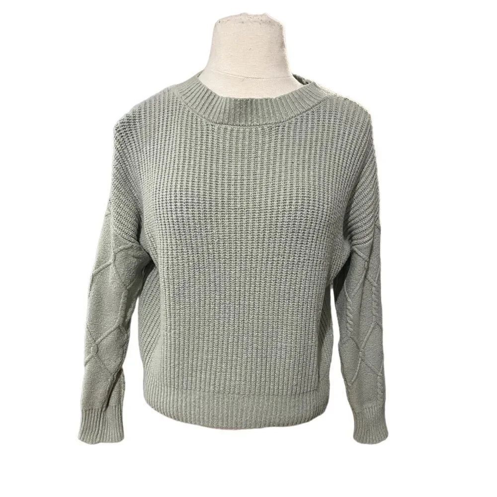 🔥4/$25 Nikka K Mint Cable Crew Neck Pullover Sweater Cropped Juniors Medium